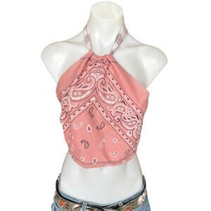 Bandana Halter Top Crop One Size Festival Western Dusty Pink CheekyMontana